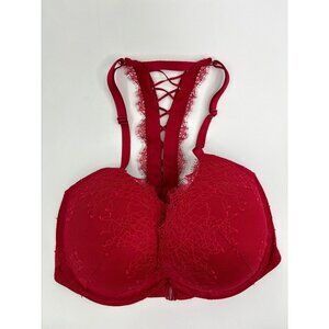 Victoria's Secret Very Sexy Push Up Front Close Lace Bra Red 32DDD